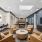 Upstairs clubroom with ample seating, a tv, kitchen and games 